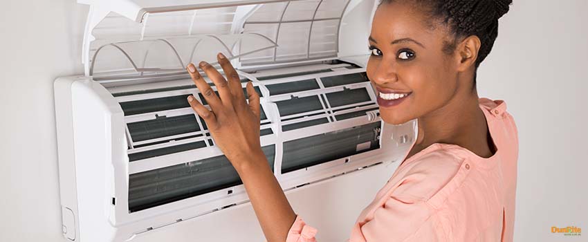 DHA-Woman Opening Air Conditioner